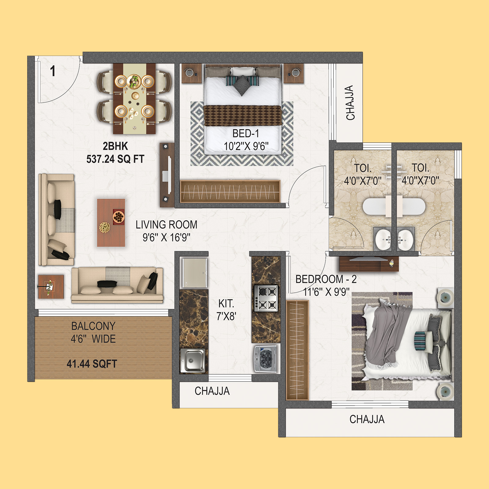 Unit Plan - 1 BHK